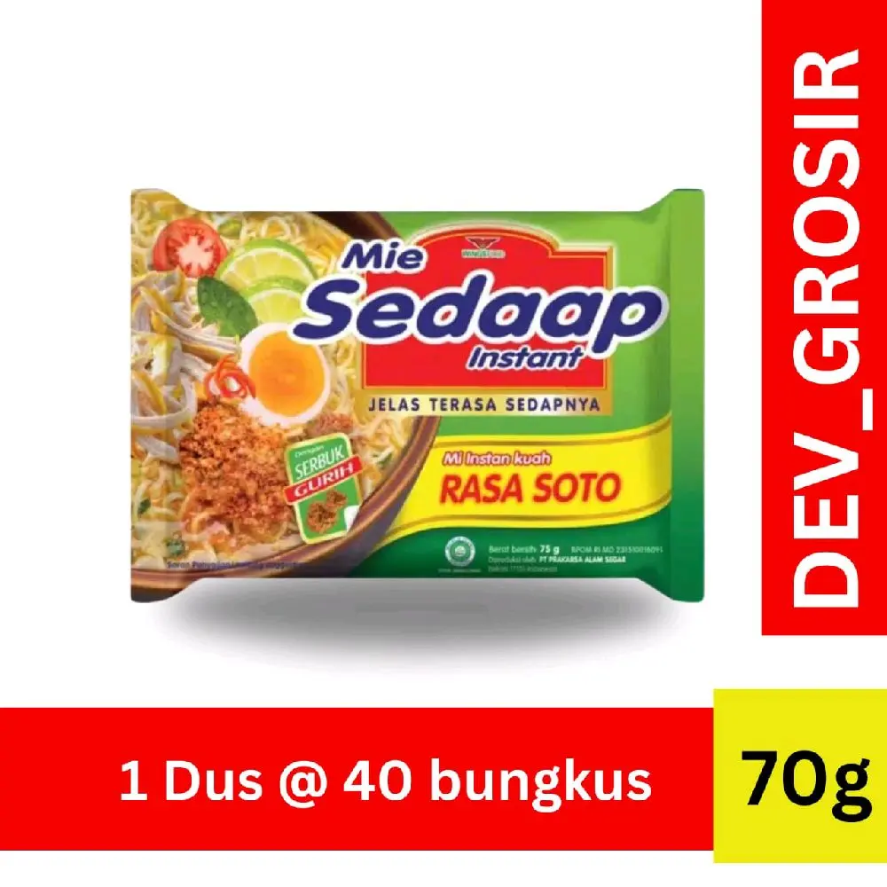 Mie Sedaap Kuah Rasa Soto 75gram, 40 Bungkus/Dus - Food, Noodles