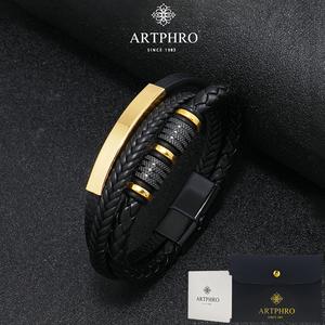 ARTPHRO Pulsera trenzada de cuero magnético para hombre y mujer, ideal como regalo de accesorios de moda