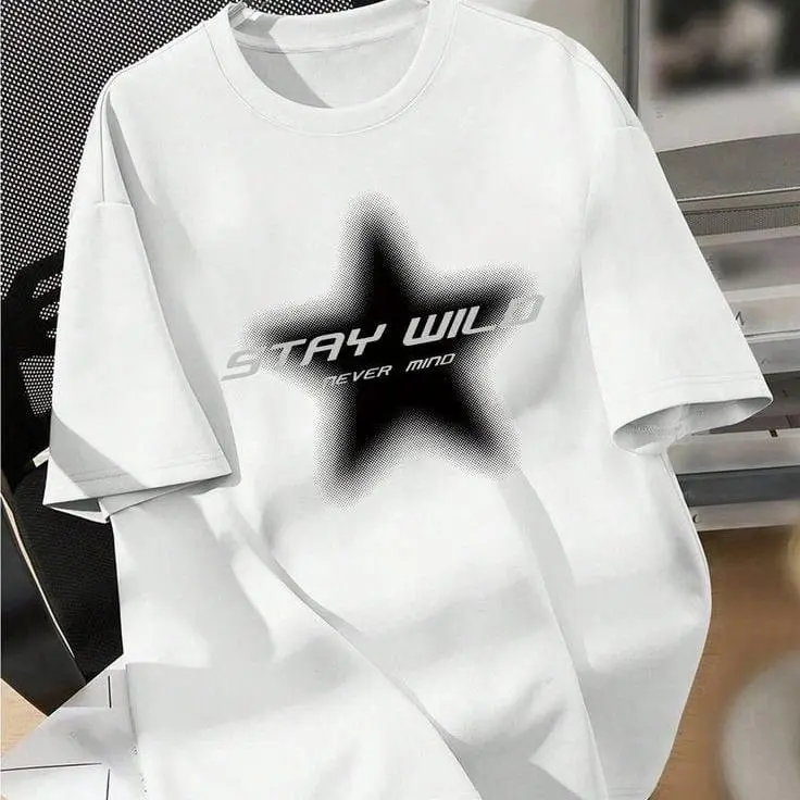 Kaos Oblong Pria Wanita Terbaru STAR STAY ABU I Lengan Pendek dengan DTF Print Kualitas Import 100% Cotton Combed 30s 1