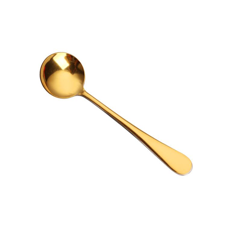2/4/6/8 pcs Dessert spoon stainless steel small round spoon gold internet famous round spoon breakfast spoon lotus root powder oatmeal bird's nest honey small spoon 3