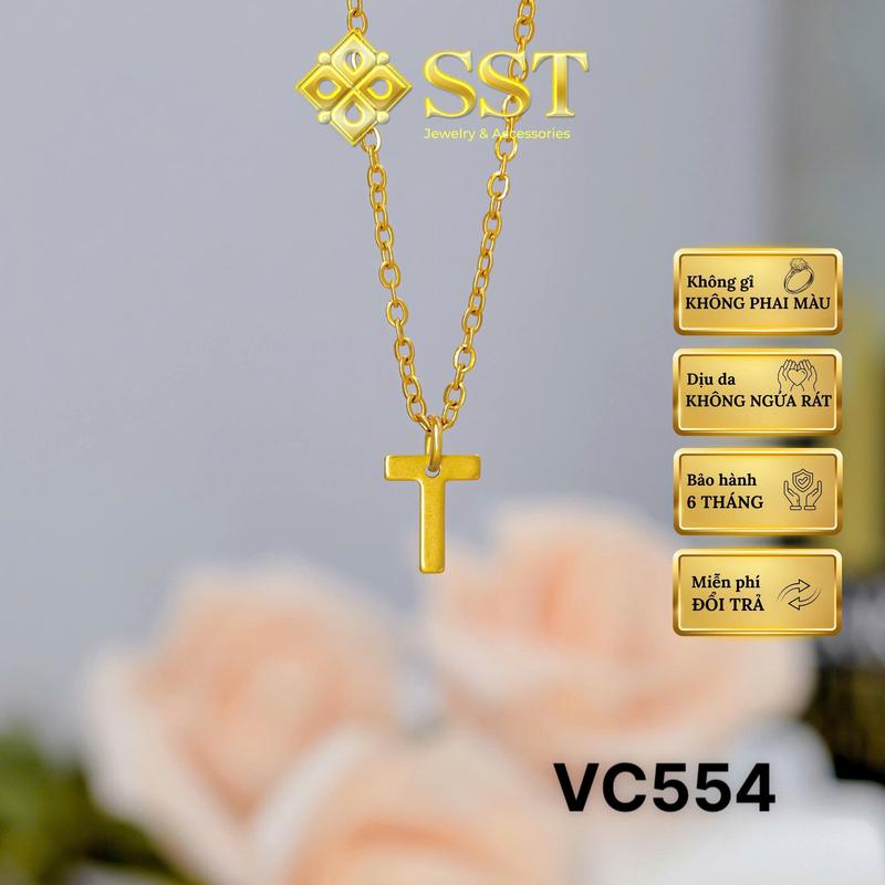  Dây chuyền xích mảnh mặt chữ cái chất liệu titan không rỉ VC554 