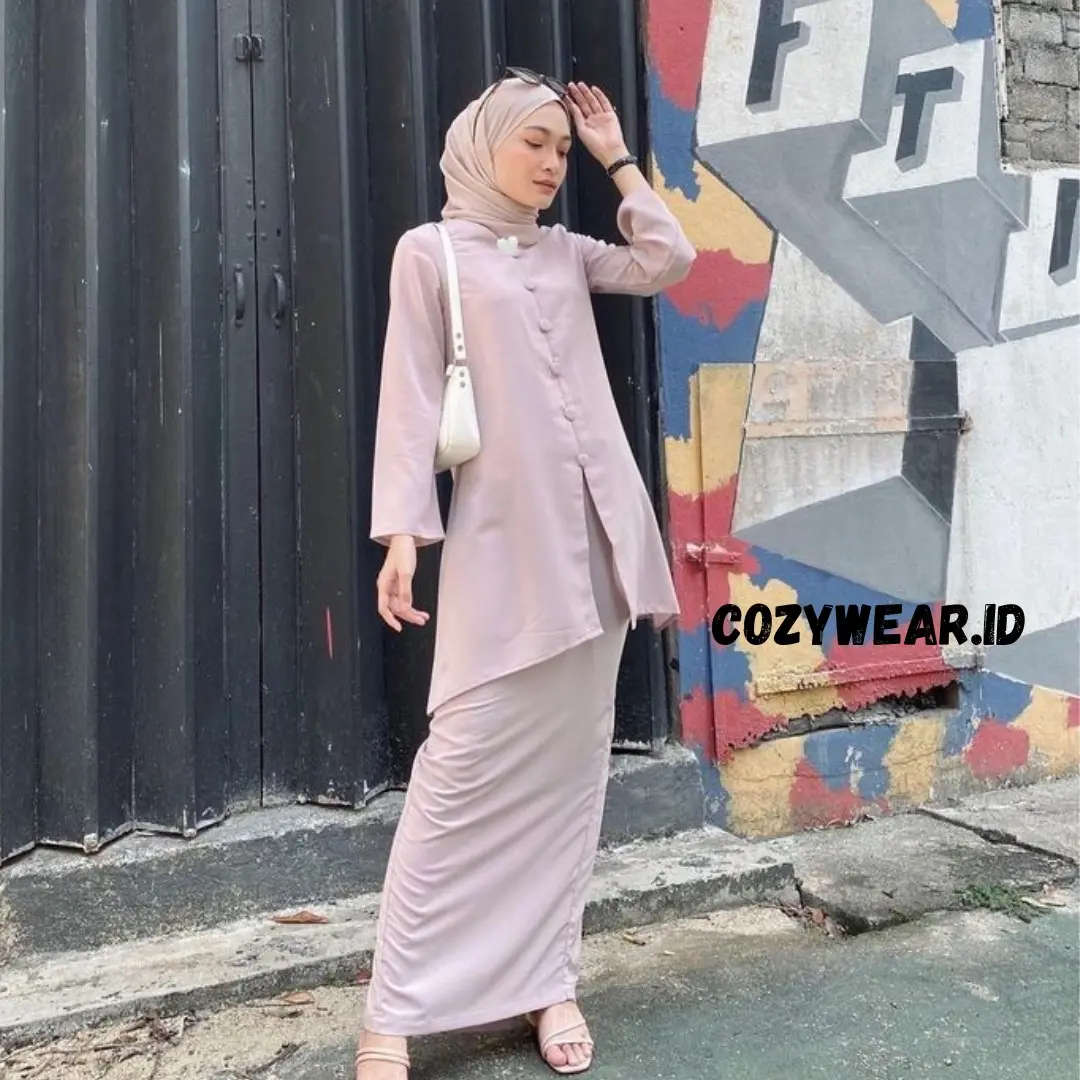 ONE SET BAJU KURUNG WANITA MELAYU baju kondangan baju pernikahan baju lebaran baju muslimah baju malaysia Satin Cantik Kancing
