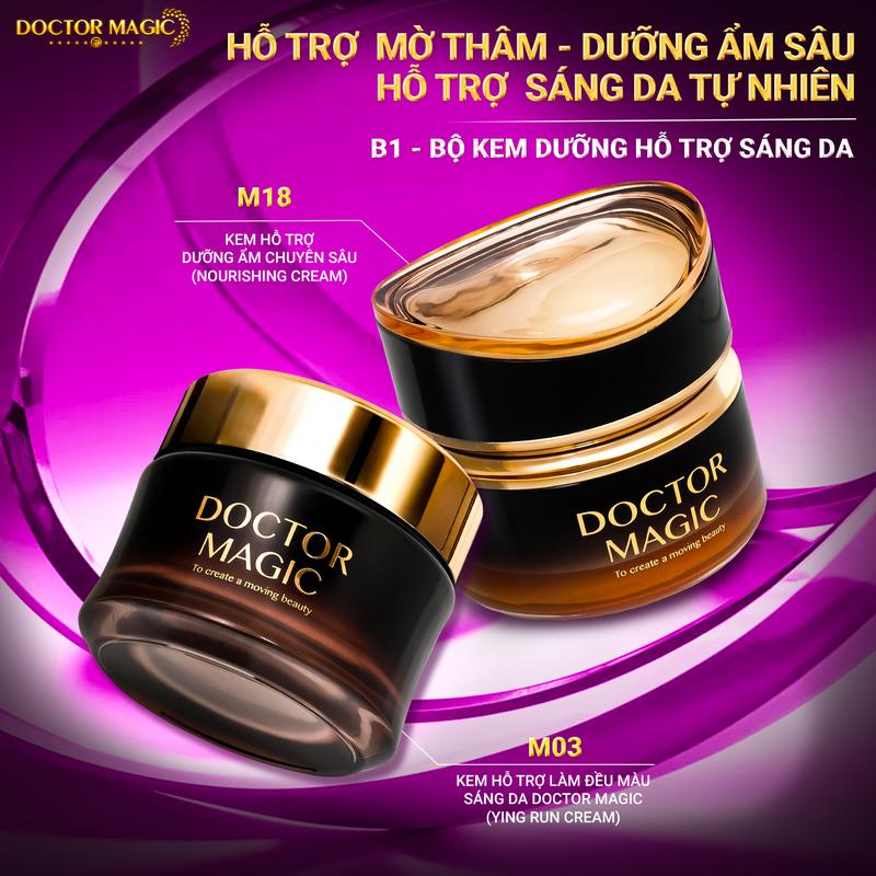 B1 (3+18) - Bộ Kem Dưỡng Doctor Magic Hỗ Trợ Sáng Da gồm: Kem Hỗ Trợ Làm Đều Màu Sáng Da + Kem Hỗ Trợ Dưỡng Ẩm Chuyên Sâu - Làm Đẹp Da