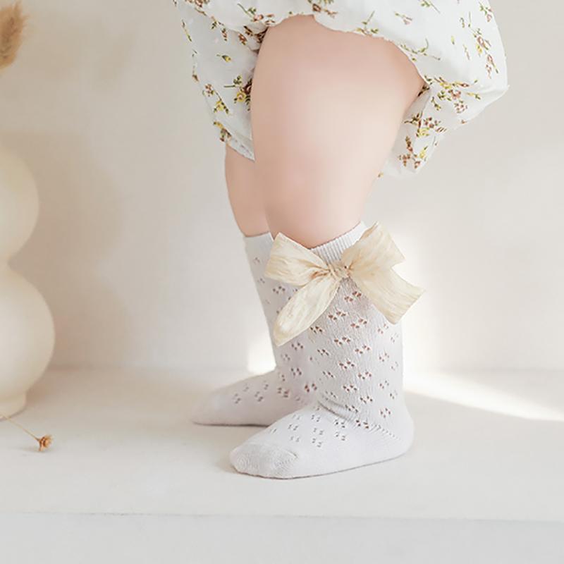 Big Bowknot Mesh Baby Long Socks Summer Newborn Toddler Prewalker Sweet Stocking For Kids Girls Infant Princess Soft Sock 0-5Y 4