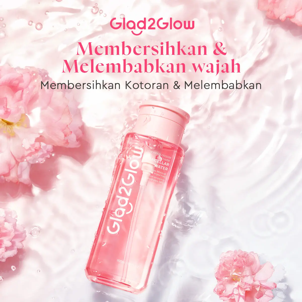 【Louisse】Glad2Glow Cherry Blossom Betaine Micellar Water Kotoran Kusam Remover Wajah Kapas Bersihkan