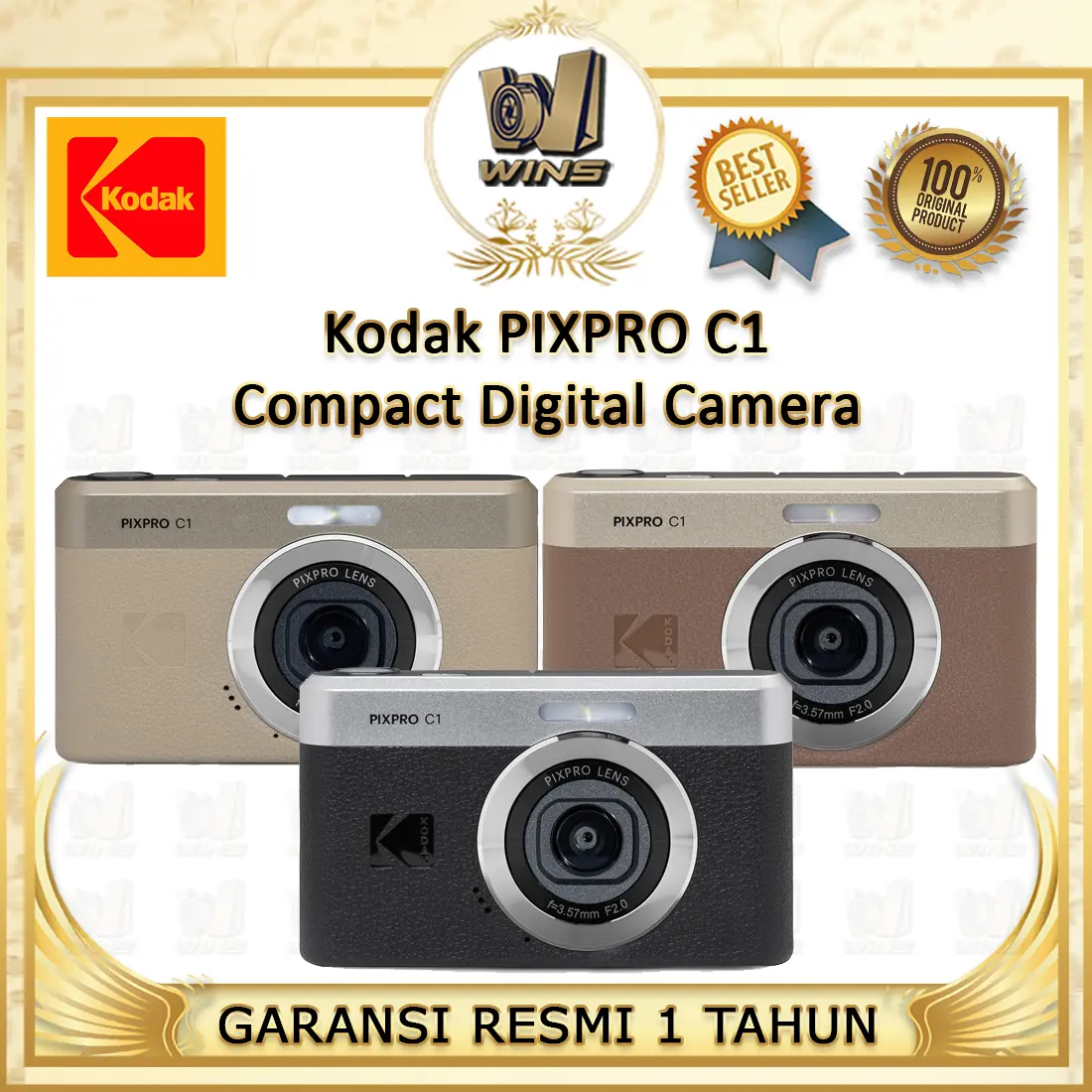 Kodak PIXPRO C1 Kamera Pocket Digital dengan Layar Lipat 13MP CMOS Sensor & Video Full HD 1080p Garansi 1 Tahun - Foto