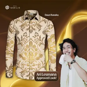 BATIK NAWILIS Kemeja Pria Katun SlimFit Lapis Furing Premium Motif DAUN KANAKA