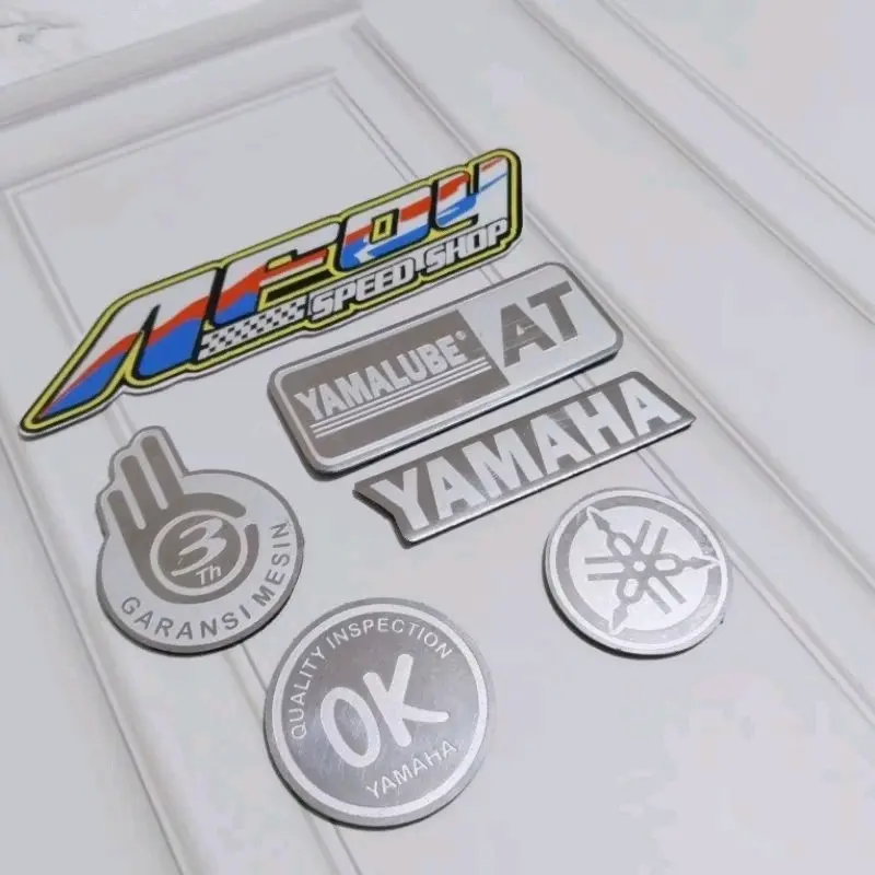Emblem Yamaha Garansi3th YamalubeAT OK Stainless MIO Smile Sporty - Motorcycle sudah ada double tape nya