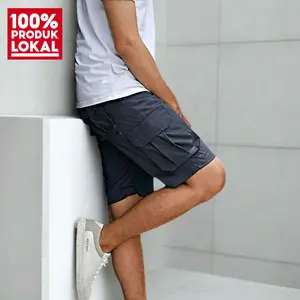 CELANA CARGO PENDEK PRIA TERLARIS Polos Hitam Santai Katun twill shorts Distro Panjang Chino Surfing Cowok Dewasa Pantai Casual