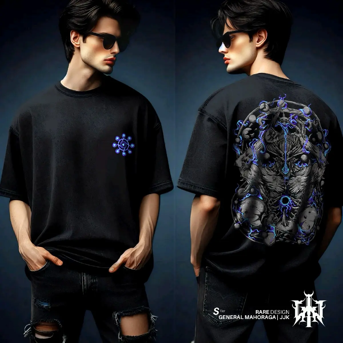 Gin - Tshirt ( Rare ) Jujutsu Kaisen Casual Mahoraga Dark Katun Combat 24s Kaos Nyaman Panjang Pendek Santai Distro