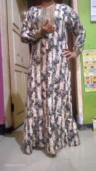 Product Review of GAMIS RENDA SULTAN ori BLINK MOTIF MONOCHROME Rempel Bunga Cantik Rayon Panjang from i**n 1