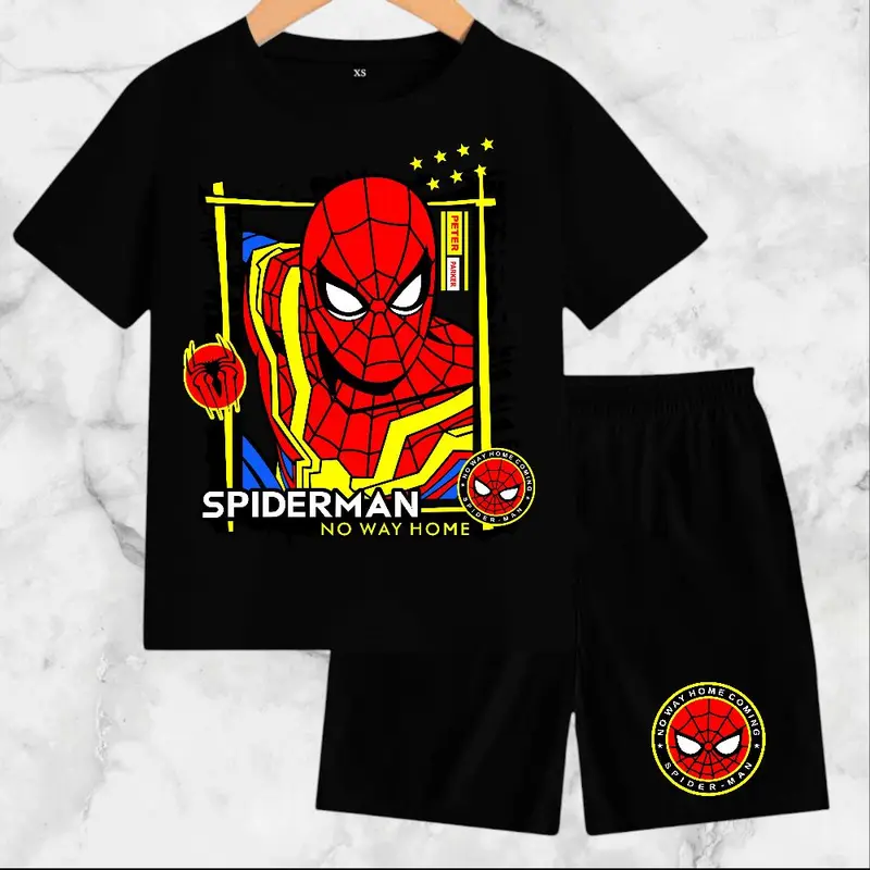 Setelan Baju Anak-Anak Spiderman Kaos Catton Soft 24s DTF/Digital Berat Badan XS-XXXL Fashion Kids - Motif, Celana 1