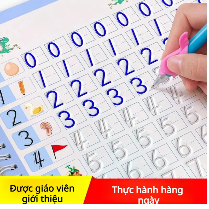 Thẻ Thực Hành Rãnh Cho Trẻ Em, Thích Hợp Cho Trẻ Mẫu Giáo, Bút Vui Nhộn, Số Màu Đỏ, Đào Tạo Viết Tiếng Anh, Có Thể Tái Sử Dụng