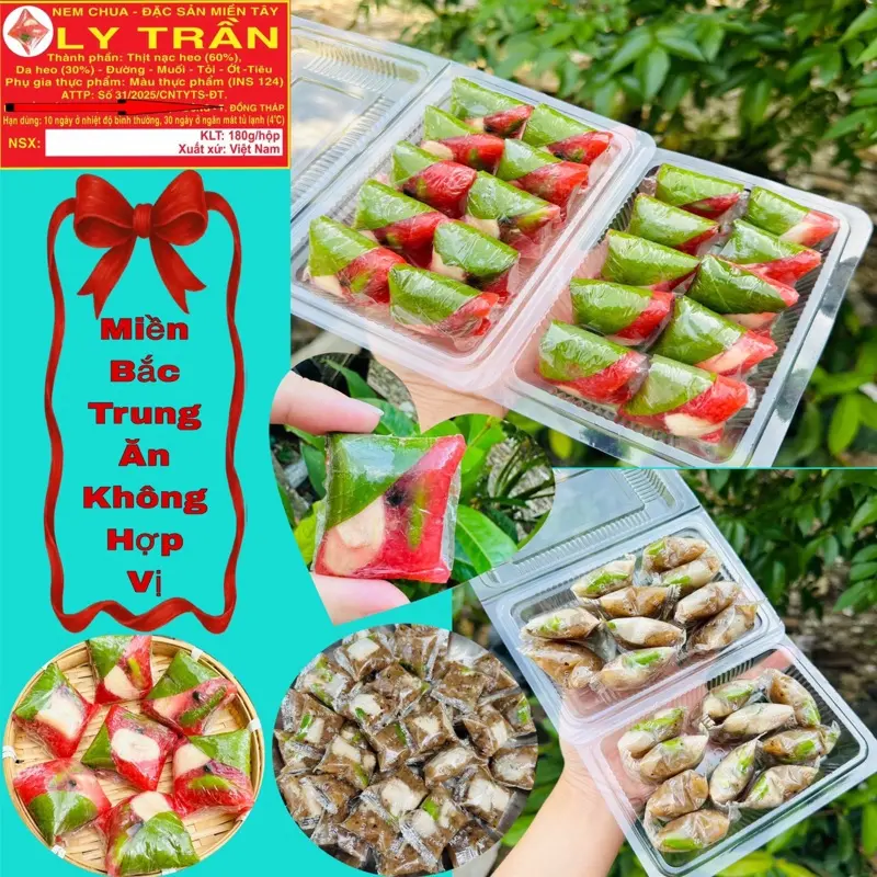 (Combo 5 hộp tùy chọn) Nem Chua+Bì Thịt ớt xiêm xanh (Nem/180gr-Bì/200gr) Nem Ngon chuẩn vị Nem Lai Vung Đồng Tháp Không hợp vị KH Bắc+Trung