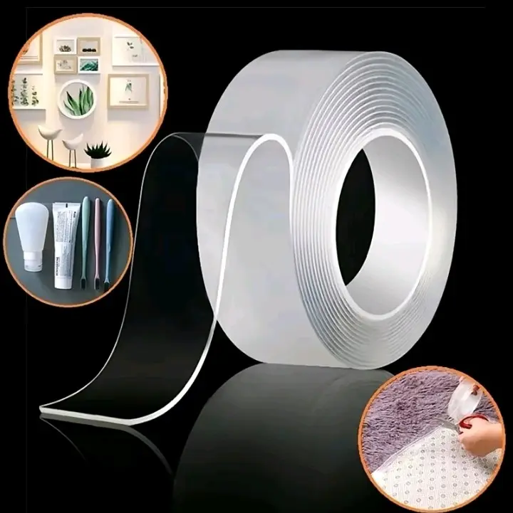 PAKET ISI 3PCS Selotip Bening Dua Sisi Double Tape Nano Serbaguna Ukuran 2CMx3,Meter 5,Meter Dapat 3 Roll sola tip 4