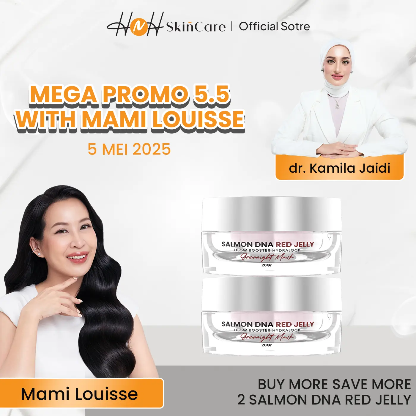 [HNH x LOUISSE SCARLETT] Signature by Kamila Bundling 2 Salmon DNA Red Jelly Booster / Pelembap untuk Melembapkan Wajah, Menjaga Elastisitas Kulit, serta Mencerahkan Kulit