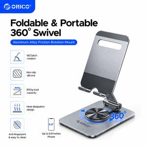 ORICO Pemegang Telefon Lipat Desktop 360° Berputar Aluminium Alloy Mudah Alih Boleh Laras Untuk Telefon Pintar Tablet Kerja Pejabat Belajar(PS2)