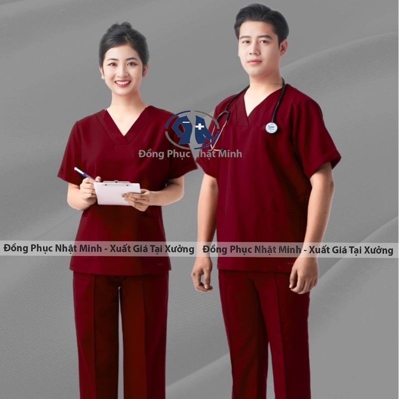 Đồng phục spa đồng phục thẩm mỹ vải cotton lạnh loại 1 Nam Nữ Áo+ quân Women Top scrub scotim dongphuc