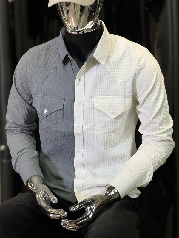 2 Mẫu Áo Sơ Mi THREE CLTN-Y809 Sơ Mi Tay Dài Mix Màu Thêu Túi 2 Màu Đen Xanh-Trắng Xám S3143-S3142