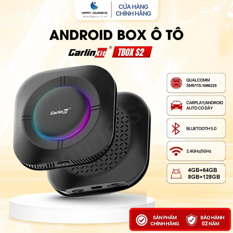  Carlinkit Android Box Ô Tô Tbox S2P Android 13 CarPlay & Android Auto Không Dây Hệ Điều Hành Qualcomm Snapdragon 8 Nhân RAM 4GB 8GB ROM 64GB 128GB Hỗ Trợ SIM 4G GPS Tích Hợp HAPPY JOURNEYS 