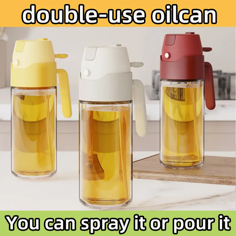 Oil can spray and pour dual-purpose oil spray pot kitchen special household oil spray bottle glass food-grade spray Kitchen tool cruet Kitchen tool  air fryer Cooking too sauce cruet vinegar bottle oil  spray Dispensers Utensils