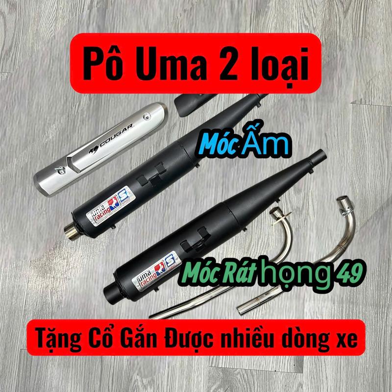 Pô Uma họng 49 Nổ Rát và Uma V4 Móc Ấm Tặng Kèm Gắn Được Nhiều Dòng xe