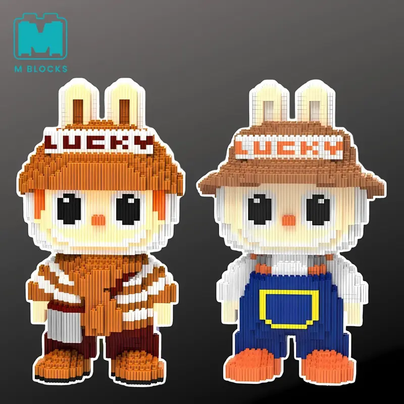 Mblocks Mainan Nano Blocks The Monster Exciting Labubu Toffee Series 3D Model DIY Bricks Magic Block Anime Figure Dekorasi Hiasan Karakter Animasi, Hadiah Kado Anak   Blok Toys Plastik puzzle  bricks skarakter 1