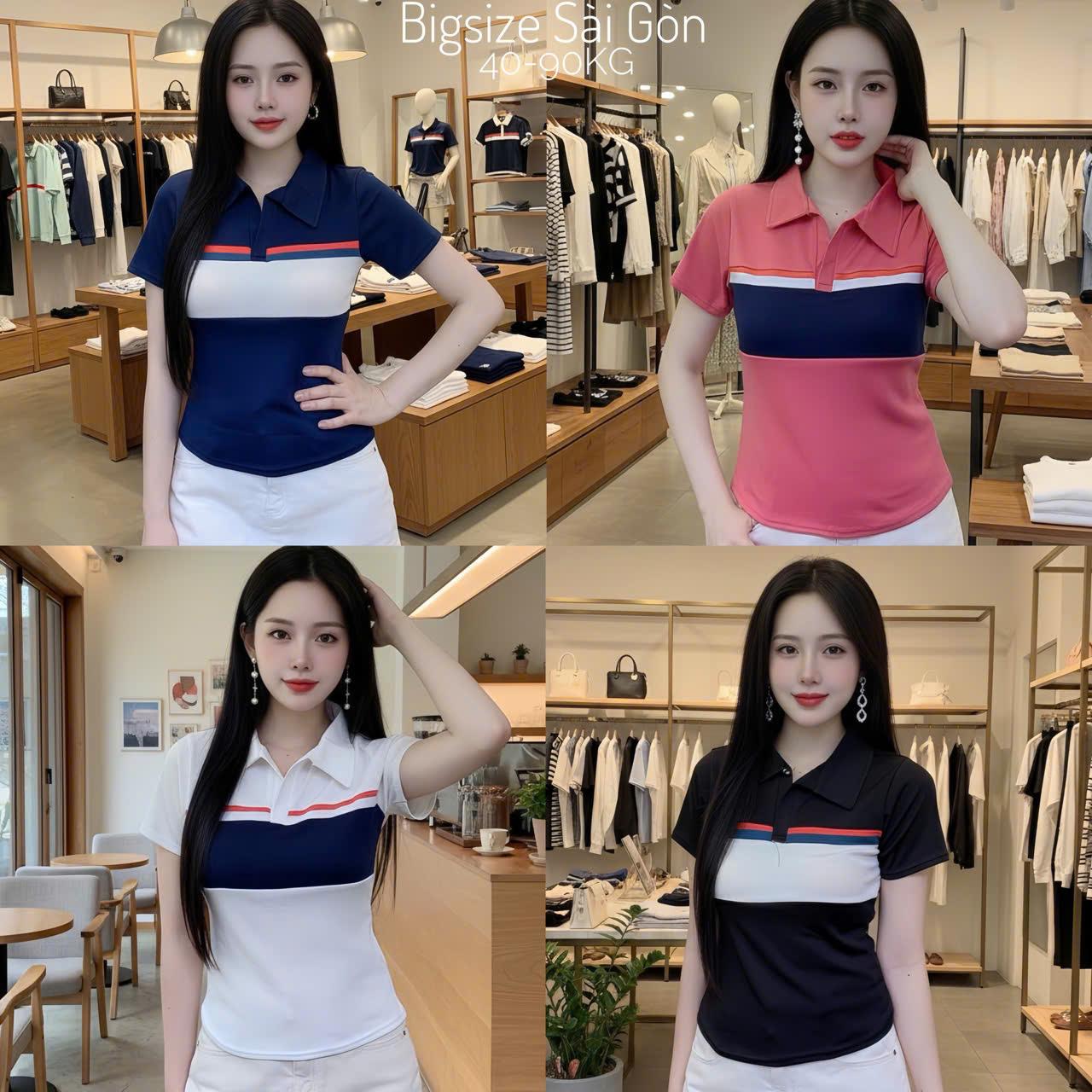 Áo Thun Polo Nữ Phối Màu (Vải Thun RuBy) Cao Cấp Thanh Lịch Bigsize Cho Nàng 45- 90Kg Dễ Thương Top Nữ Women - B.1623
