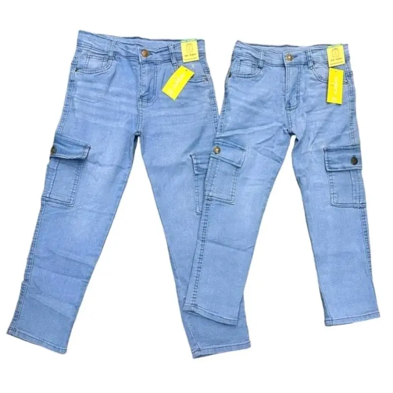 Budak unisex  Cargo 6pocket  Jeans Long Pants 2Y-12Y