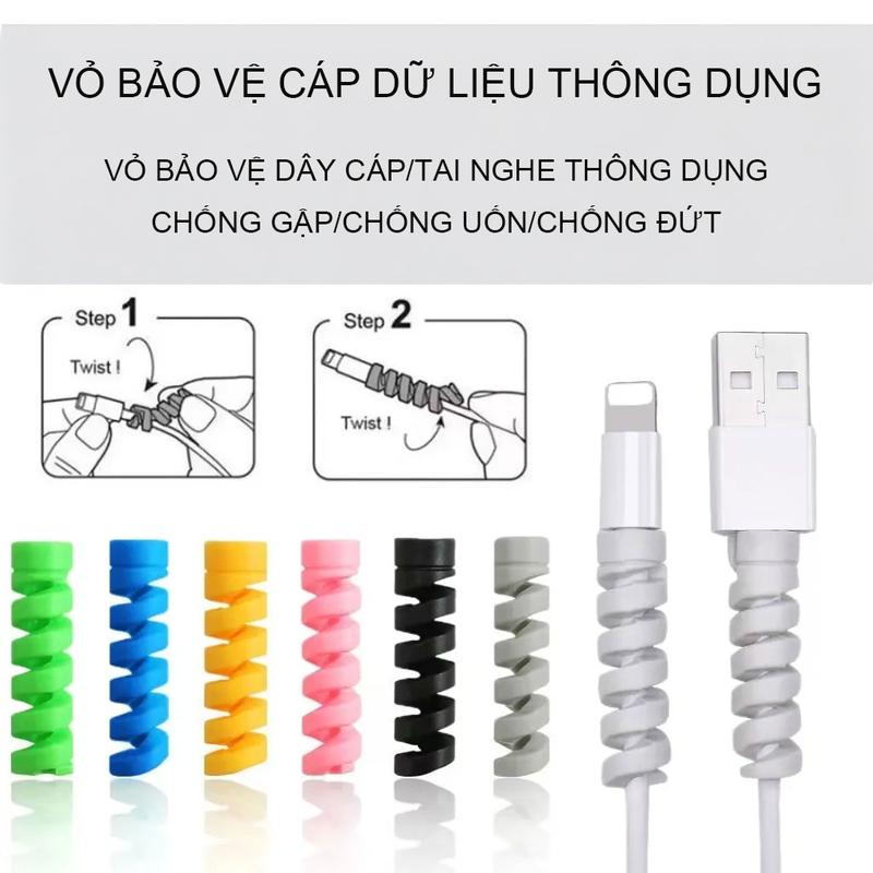 Ốc xoắn bảo vệ dây sạc, giúp phòng ngừa đứt gãy, dùng chung cho cáp dữ liệu và dây tai nghe
