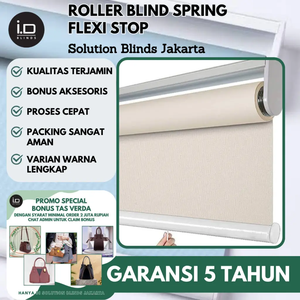 Roller Blind Indoor Blackout Spring Flexy Stop Tirai Blind Gorden 200-250
