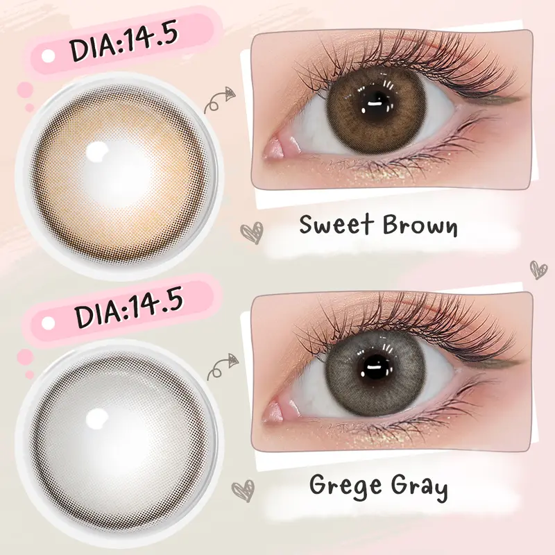 【Big Eyes & Ring】Magister Softlens DIA 14.5mm Cokelat Hazel Sweet Brown Lens Kontak Minus 0.00~-6.00 Abu-abu Arabic Grege Gray Lensa with Case 7