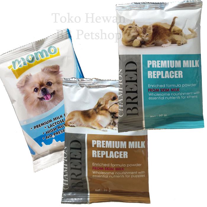 Susu Anjing Kucing Champion Breed / Momo 30gr untuk Anak Kucing Anjing & Dewasa - Susu Bubuk Penggan