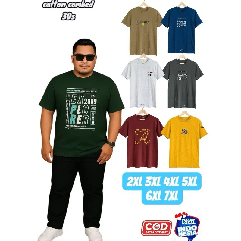 Kaos Jumbo Oversize 2XL 3XL 4XL 5XL 6XL 7XL Motif Random Distro Katun Combed 30s 0