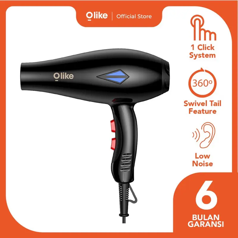 OLIKE HD1 Hair Dryer Pengering Rambut 800W 2 Speed Hot And Cold Low Watt Garansi Original Resmi 0