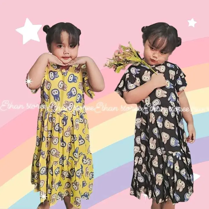 Daster Rayon Anak Motif Labubu - Daster by Aletha Fashion