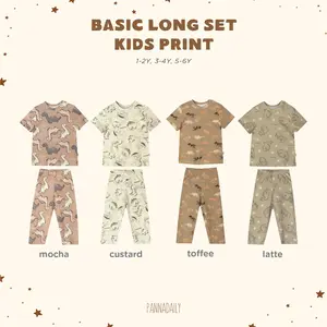 PANNADAILY - BOHOPANNA - BASIC LONG SET KIDS PRINT DINO - SETELAN ANAK
