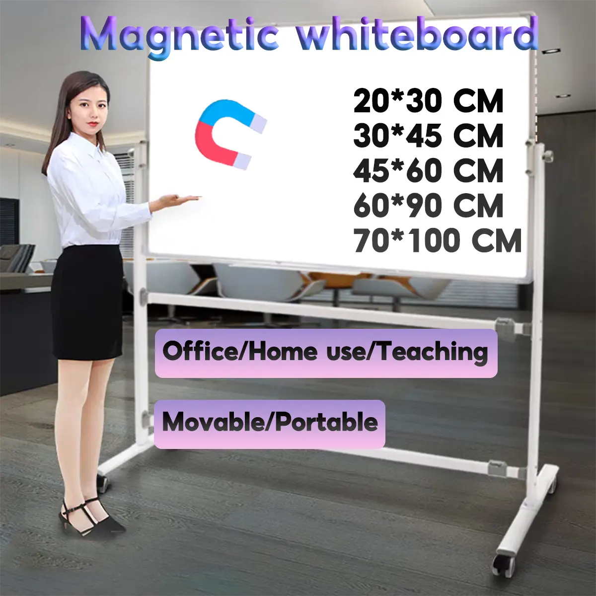 Whiteboard Magnetic Whiteboard Children's Whiteboard with Stand Free Marker Pen Eraser Suitable for Office Classroom Home