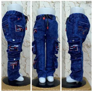 Celana Jeans Panjang Anak Cowok Bordir Cargo Fashion Berkualitas Tinggi