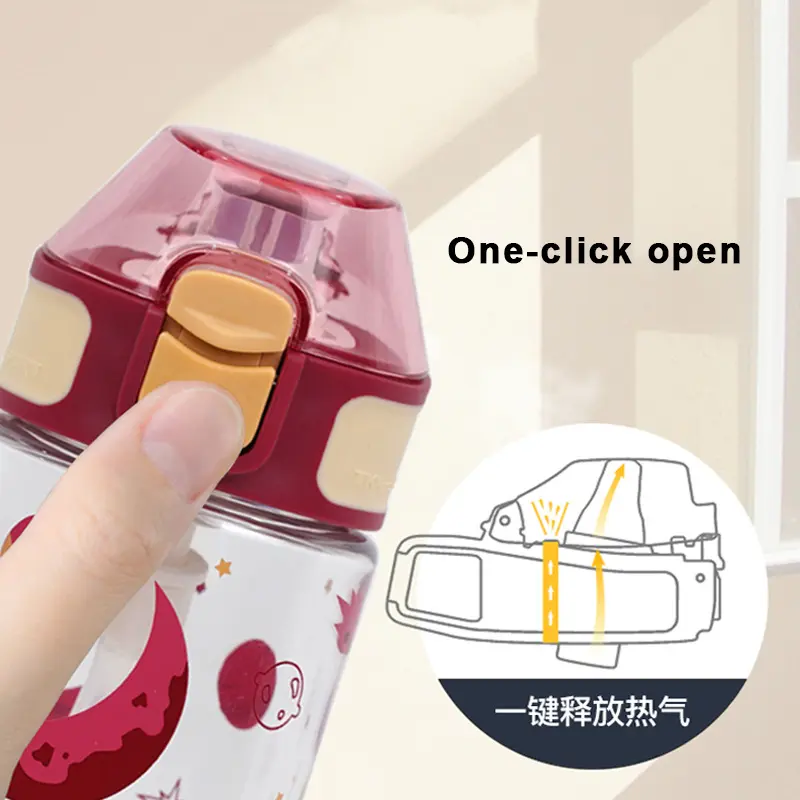Bình Nước Ngoài Trời, TKK, Dung Tích 500ml, Dành Cho Trẻ Em, Có Ống Hút Vòi Phun, Titan Và Không Chứa BPA, Chống Rò Rỉ, Cầm Tay Và Chống Sốc, Thích Hợp Cho Trẻ Em, Bình Thể Thao 1