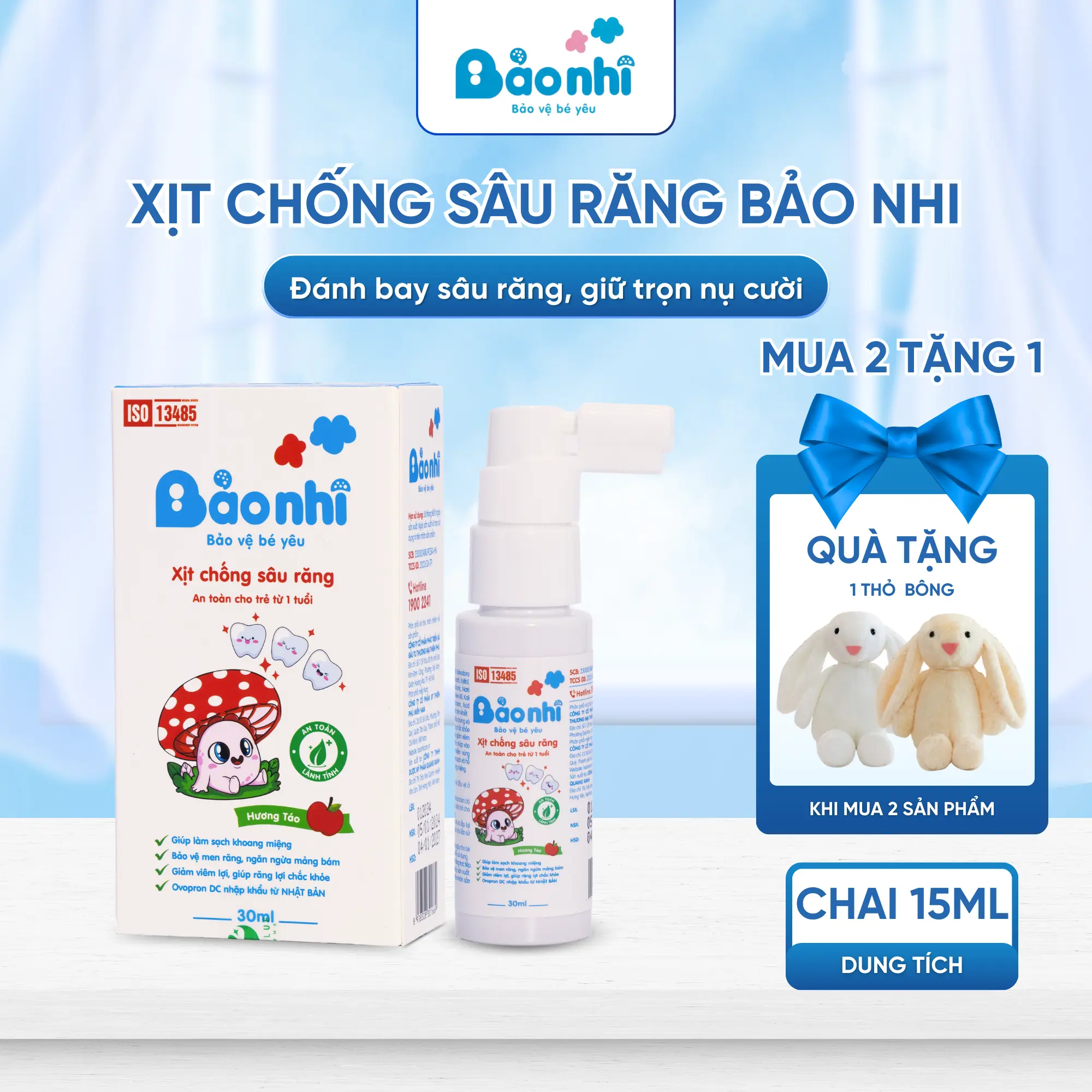Xịt Chống Sâu Răng Cho Bé Bảo Nhi Bảo Vệ Lợi Giảm Hôi Miệng Giúp Răng Chắc Khoẻ An Toàn Khi Nuốt 15ml