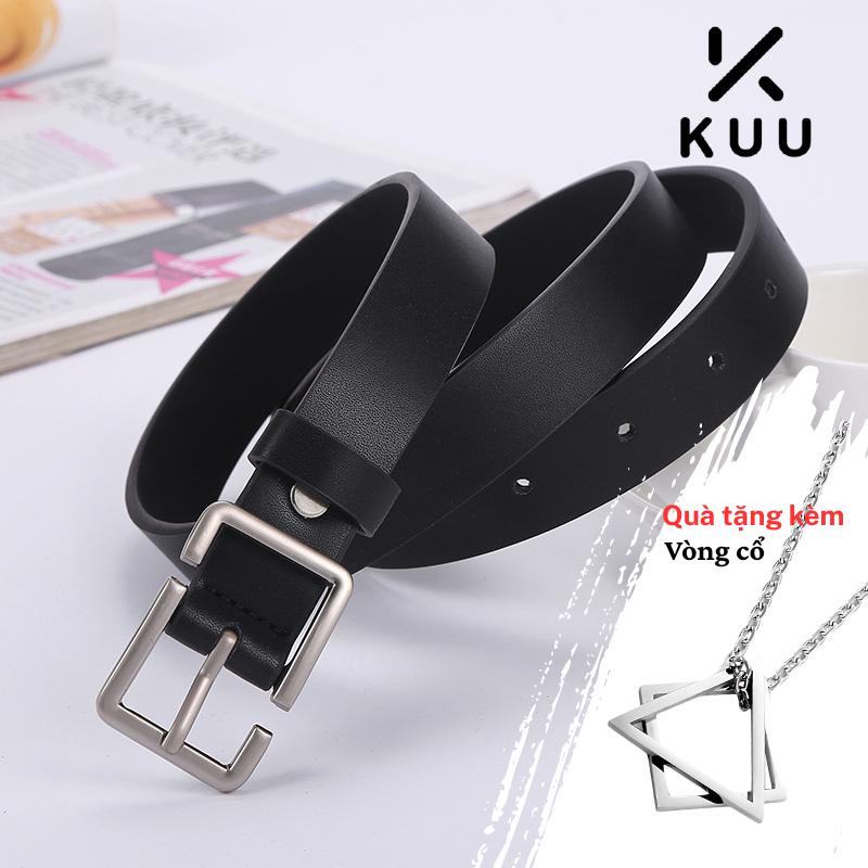 Thắt Lưng Da PU tặng kèm đinh đục lỗ Nam Nữ Unisex bản To Nhỏ dài 110cm Mặt Chữ Bbelt - Kuu Clothes