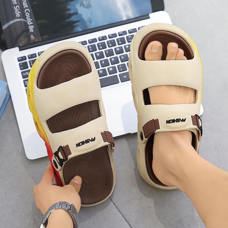 Product Introduction of Upgrade Your Comfort! Men's "Stepping on Poop" Outdoor Sandals: Summer Anti-Slip Two-Wear Sports Casual Thick-Soled Beach Slippers sandal men 23