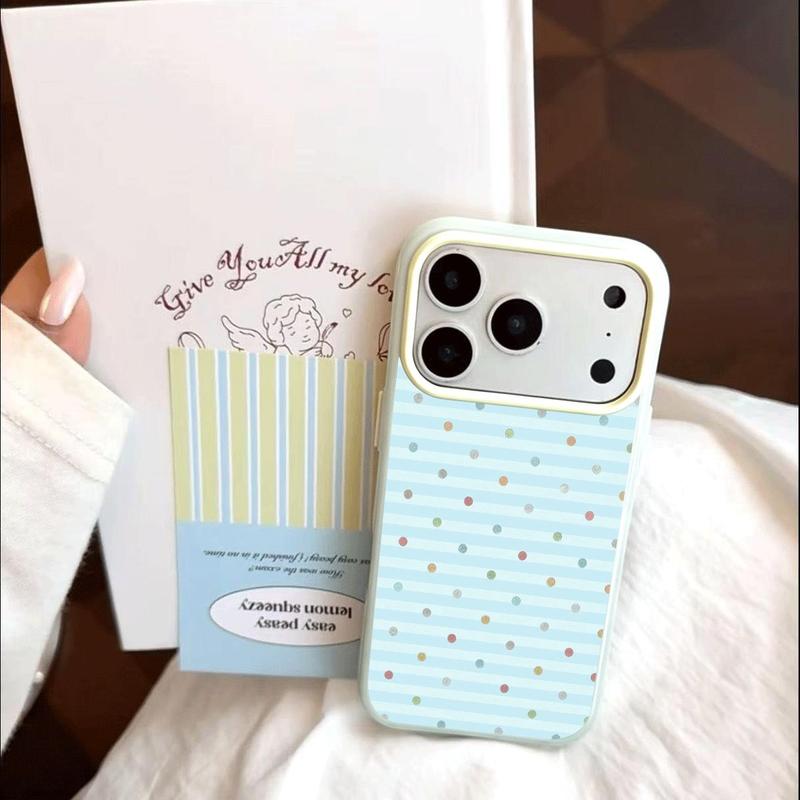Chấm bi sọc dọc xanh nhạt, phù hợp với ốp lưng iPhone16/15/12…