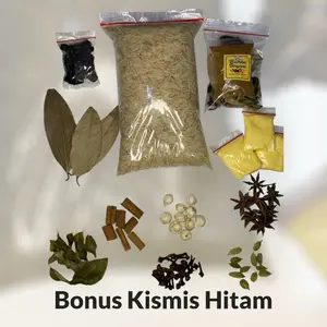 Paket Lengkap Nasi Briyani Uk 1KG beras Basmati + Bumbu dan Rempah Bonus Minyak samin/Margarine dan Kismis Hitam