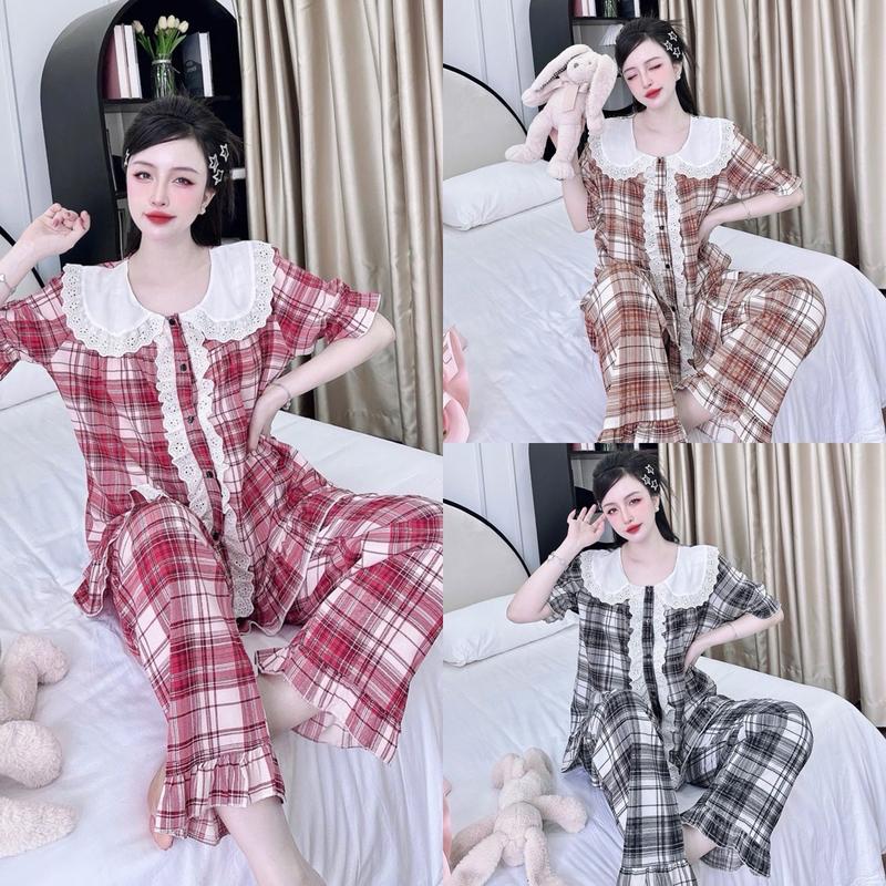 Đồ ngủ dành cho bigsize nữ bigsize 50-100kg quần dài ngắn tay chất lụa hàn