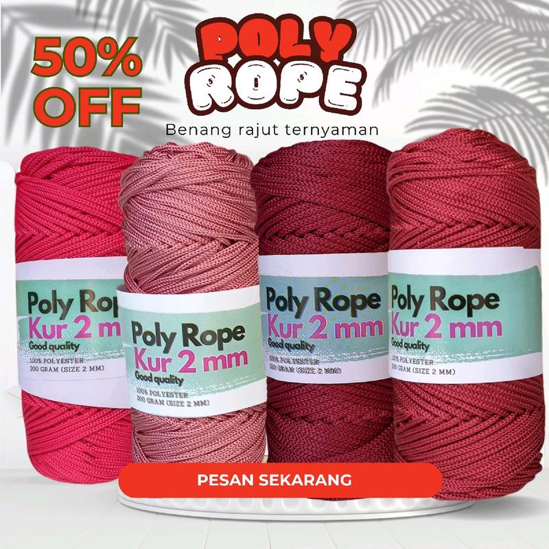 BENANG RAJUT POLY ROPE 2 MM 200 GRAM KATALOG 5 - Shop | Tokopedia
