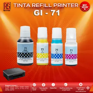 Tinta Printer GI-71 Refill Toner Warna Black Cyan Yellow Magenta Isi 135ml dan 70ml Untuk Printer G1020 G2020 G2021 G2060 G3020 G3021 G3060 Cetak Lebih Tajam