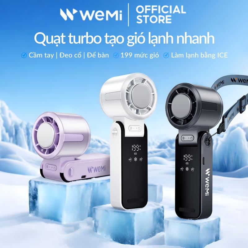  WEMI Quạt làm mát turbo 199 tốc độ với thiết kế 3 trong 1 180° quạt đứng tốc độ gió cực êm màn hình LED thông minh quạt mini tích điện cầm tay quạt cầm tay sạc pin sò lạnh quạt cầm tay có sò lạnh 