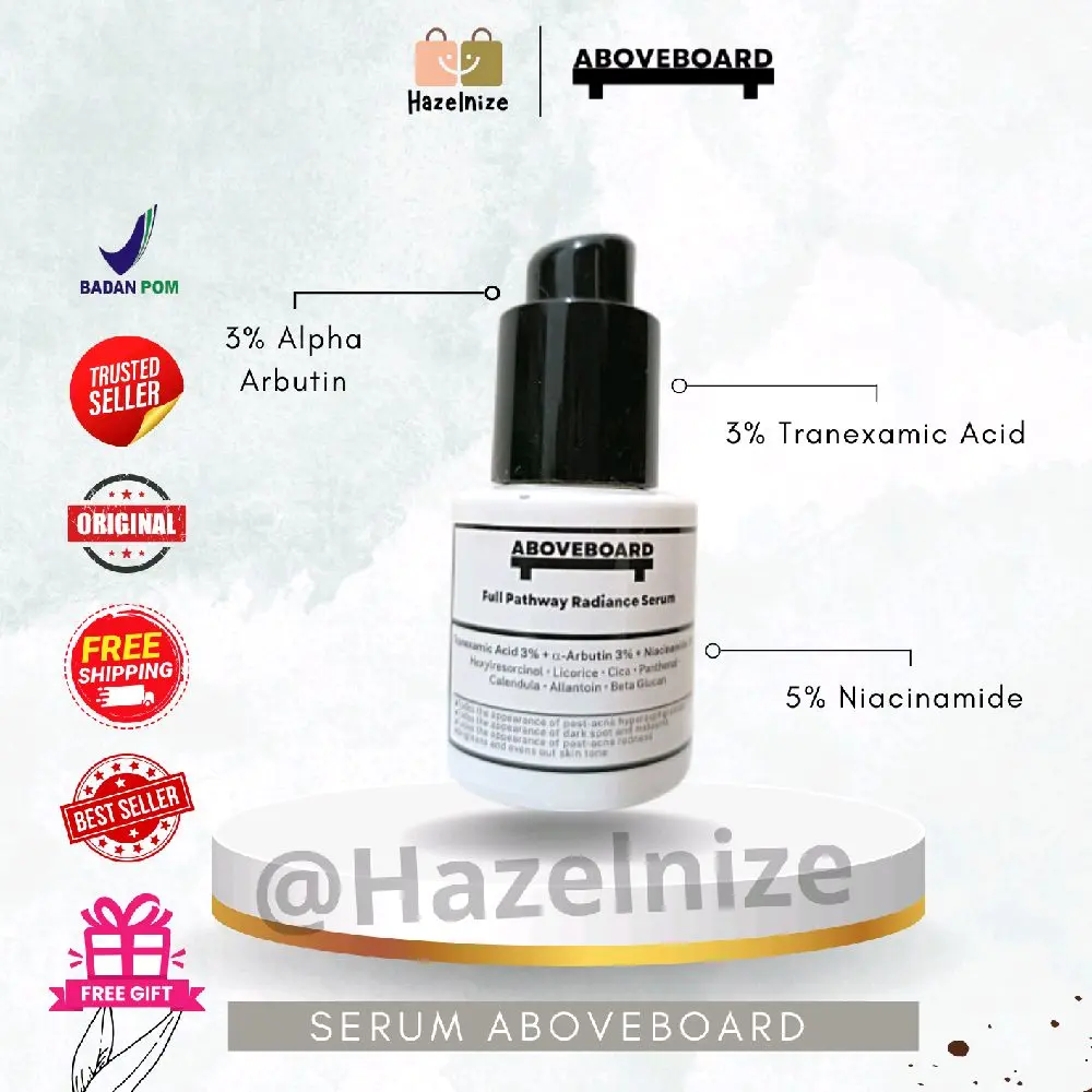[ READY STOCK ] ABOVEBOARD ORIGINAL Full Pathway Radiance Serum Memudarkan Menyembuhkan Bekas Jerawat - ABOVEBOARD SERUM Wajah Tranexamic  Acid Arbutin  Niacinamide  Panthenol  Licorice Extract faceserum pencerah memutihkan flek Brightening alpha y